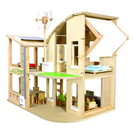 PlanToys Puppenhaus Öko-Style mit Möbeln