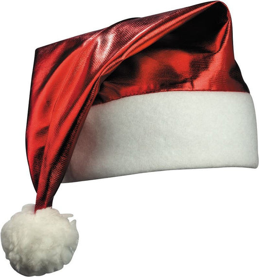 * Glänzende Nikolausmütze mit Pompon, rot