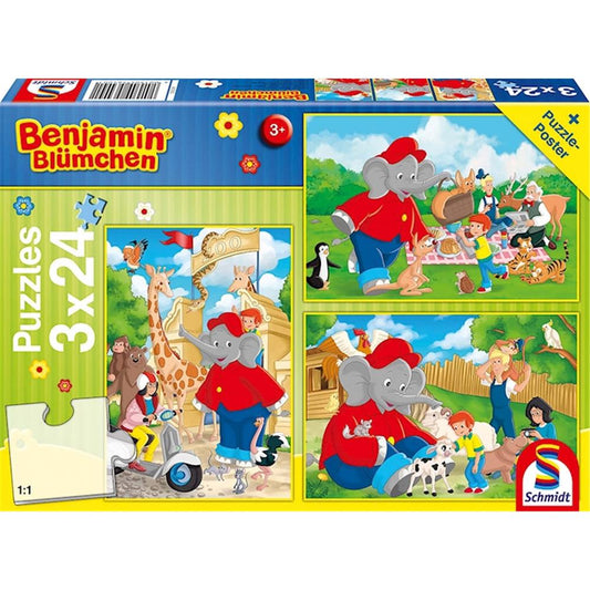 Schmidt Spiele Benjamin Blümchen, Im Zoo 3x24 Teile