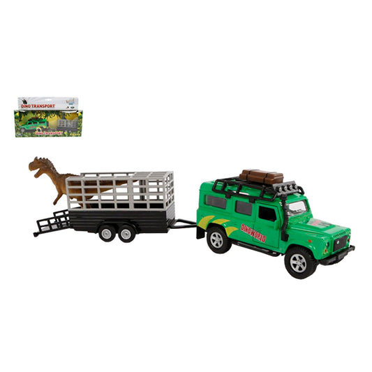 Spielzeugauto Land Rover mit Dino + Anhänger