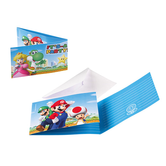 Amscan 8 Einladungskarten Super Mario
