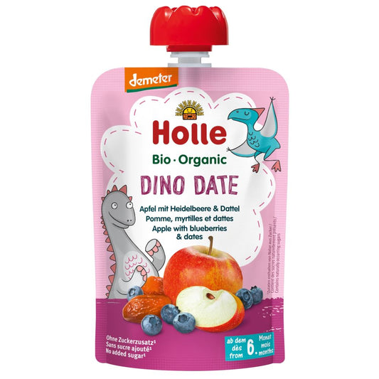 Holle Pouchy Dino Date Apfel, Heidelbeere und Dattel, 100g