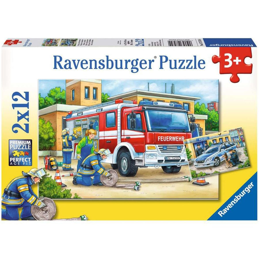 Ravensburger Kinderpuzzle Polizei und Feuerwehr mit zweimal zwölf Teilen