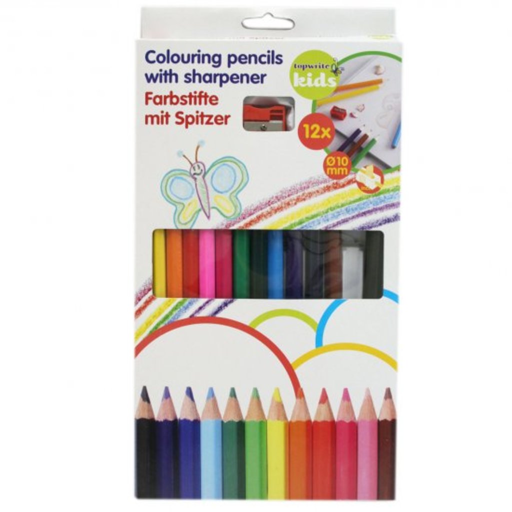 Crayons de couleur Topwrite 12 pièces avec taille-crayon