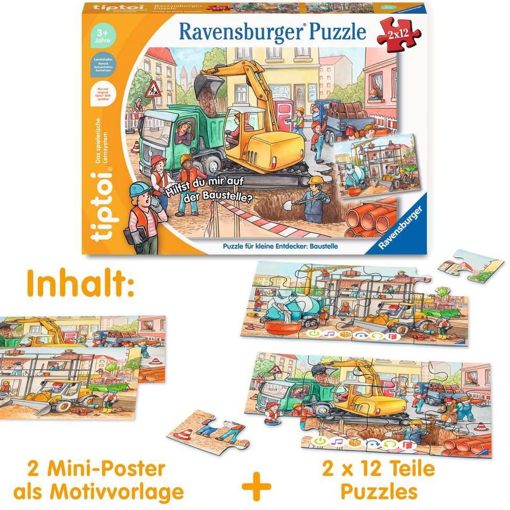 Ravensburger tiptoi® Puzzle for little explorers: Construction site