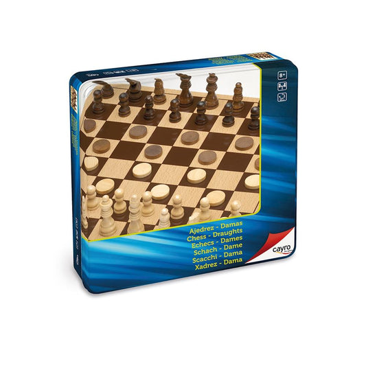 Cayro Games Chess / Checkers in metal box