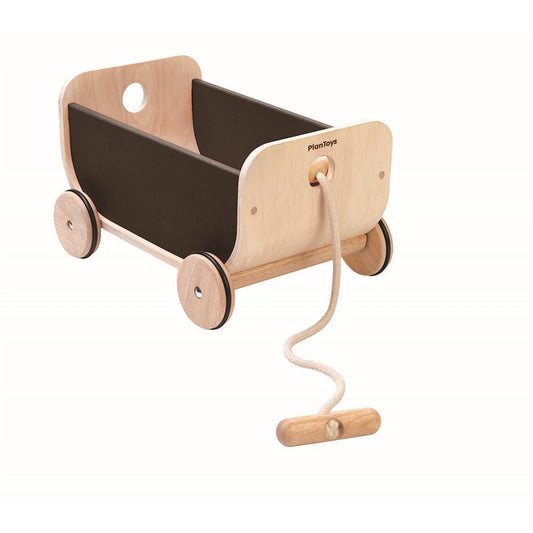 PlanToys black trolley with pull cord