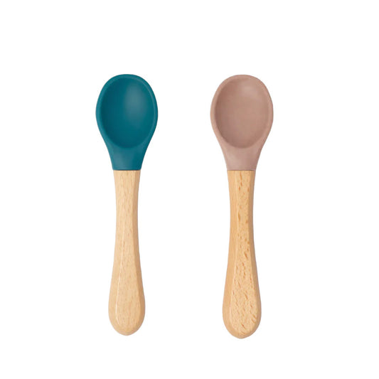 * SOINA silicone spoon set with bamboo handle, midnight blue/taupe