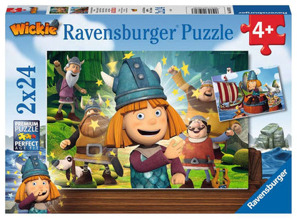Ravensburger Kinderpuzzle - Unser kluges Köpfchen Wickie, 2x24 Teile