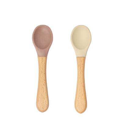 * SOINA silicone spoon set with bamboo handle, taupe/ivory