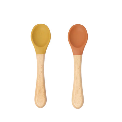 * Ensemble de cuillères en silicone SOINA avec manche en bambou, camel/ocre