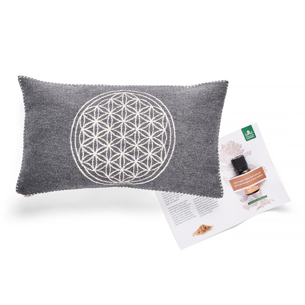 Swiss stone pine cushion flower of life, 20 x 35 cm