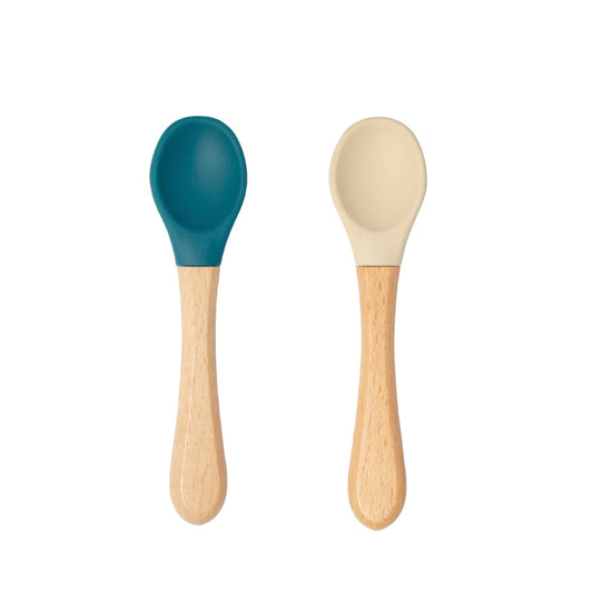 SOINA silicone spoon set with bamboo handle, midnight blue/ivory