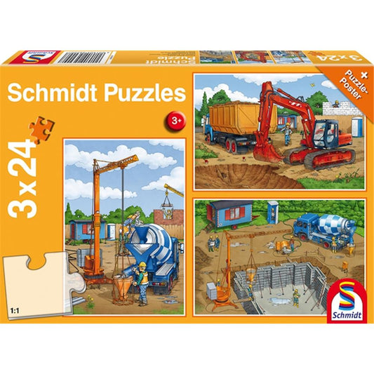 Schmidt Spiele On the construction site, 3 x 24 pieces