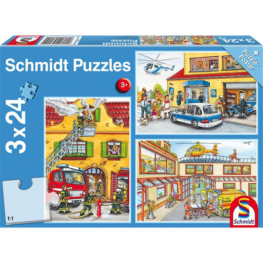Schmidt Games Pompiers et Police, 3 x 24 pièces