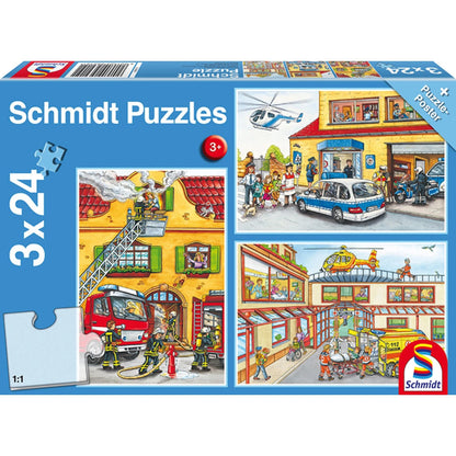 Puzzle Feuerwehr und Polizei, 3 x 24 Teile