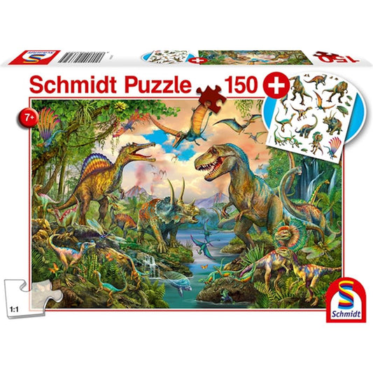 Schmidt Spiele Wild Dinos 150 pièces (y compris les tatouages ​​de dinosaures)