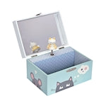 Trousselier jewelry box with music, funny cats glow in the dark