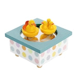 Trousselier music box with dancing ducks, magnetic