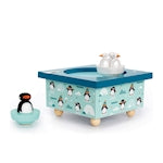 Trousselier music box with dancing penguins, magnetic