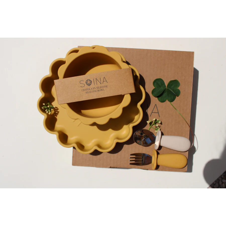 SOINA silicone bowl Eden with suction cup, ocre