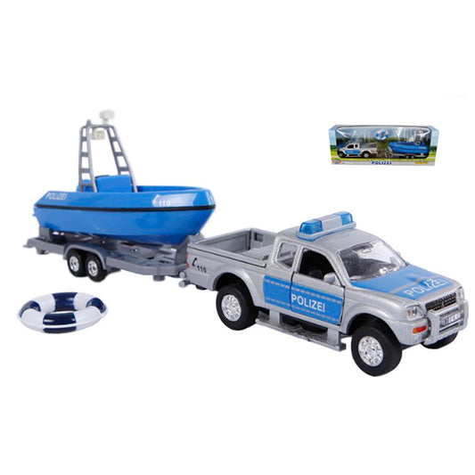 Spielzeugauto Polizei mit Polizei-Boot