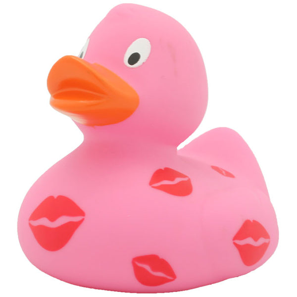 Rubber duck kissing mouth