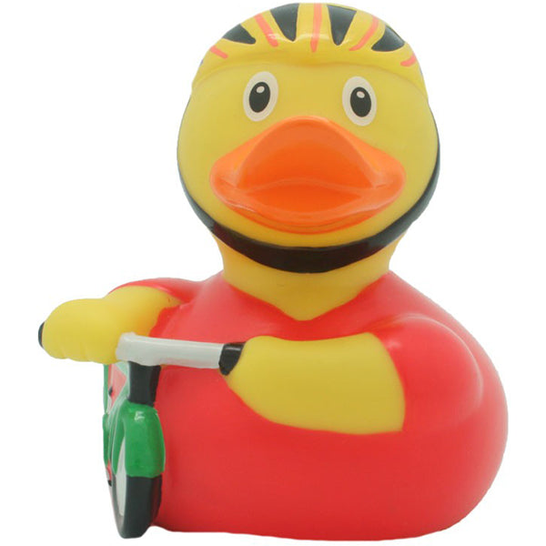 Cycliste canard en caoutchouc