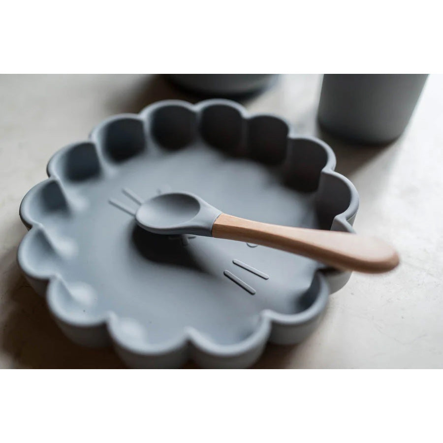 SOINA assiette en silicone Eden avec ventouse, gris perle