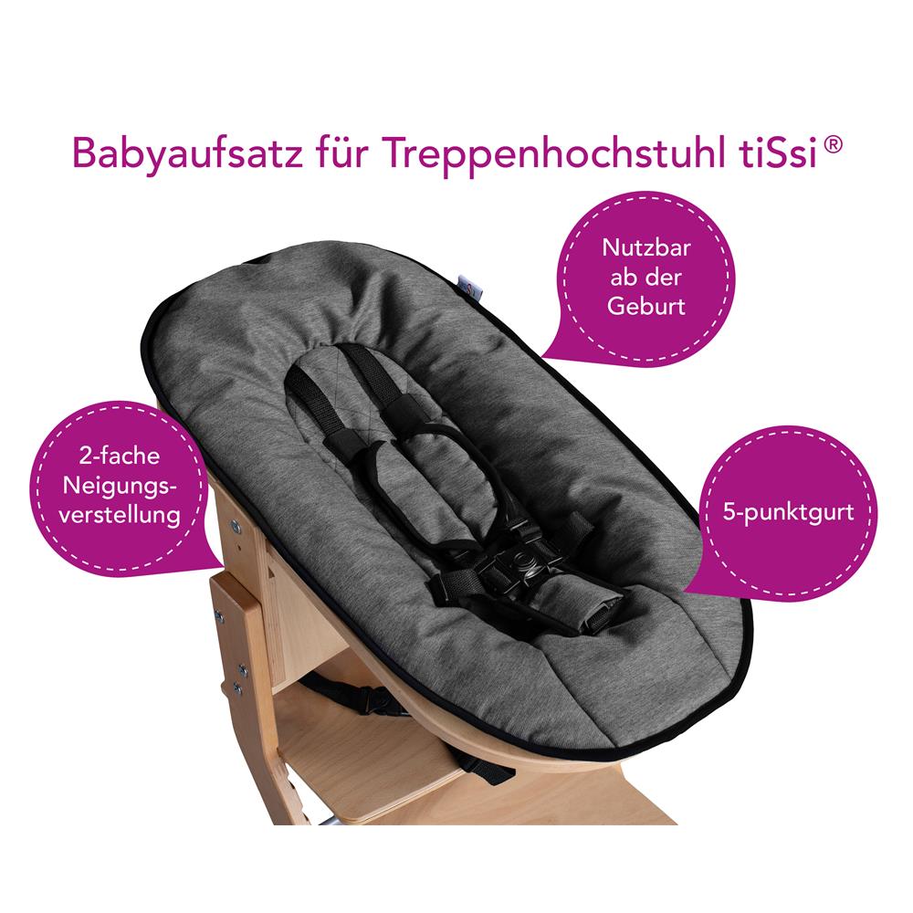 * tiSsi Babyaufsatz, natur - anthrazit, für Kinderhochstuhl