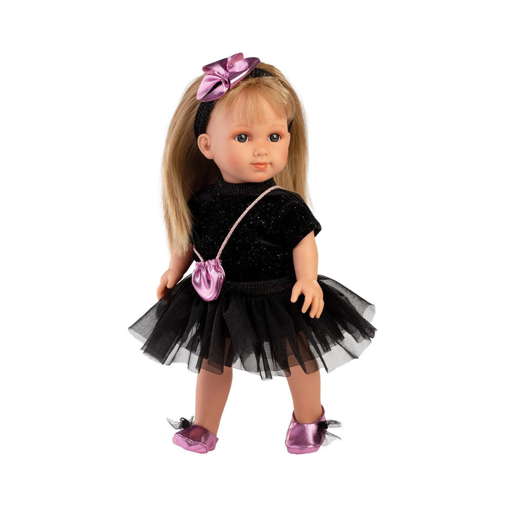 Puppe Lucy mit Glitzerkleid schwarz 35cm