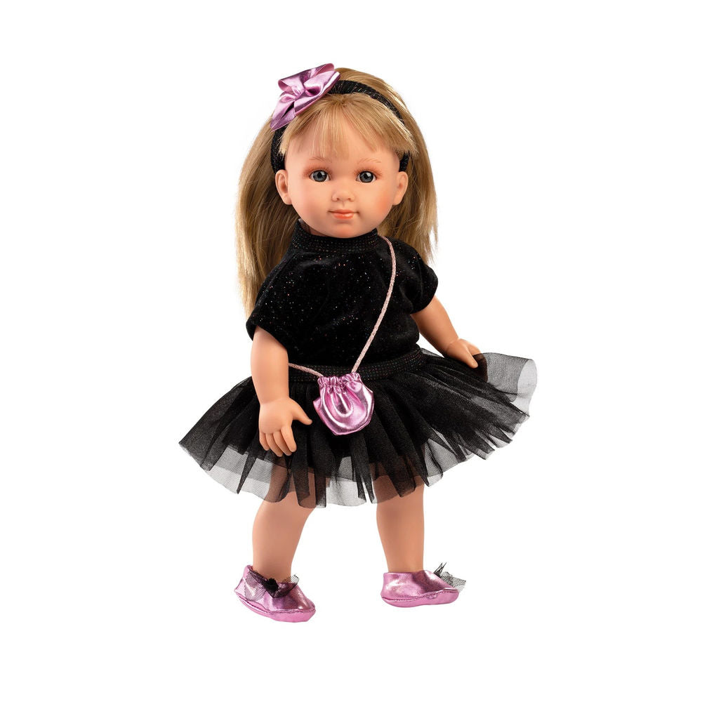 Puppe Lucy mit Glitzerkleid schwarz 35cm