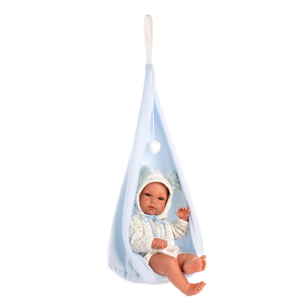Llorens Babypuppe mit Schaukelzelt, blau, 35 cm