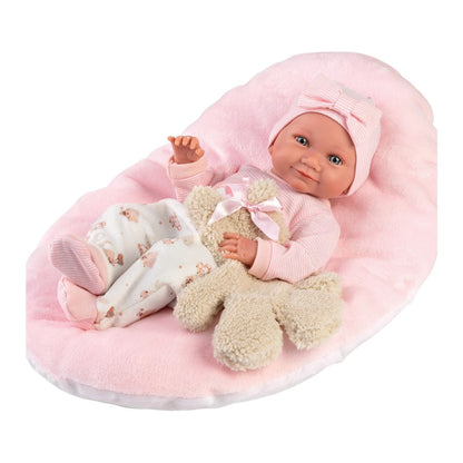 Babypuppe Nica mit Kissen rosa 40cm