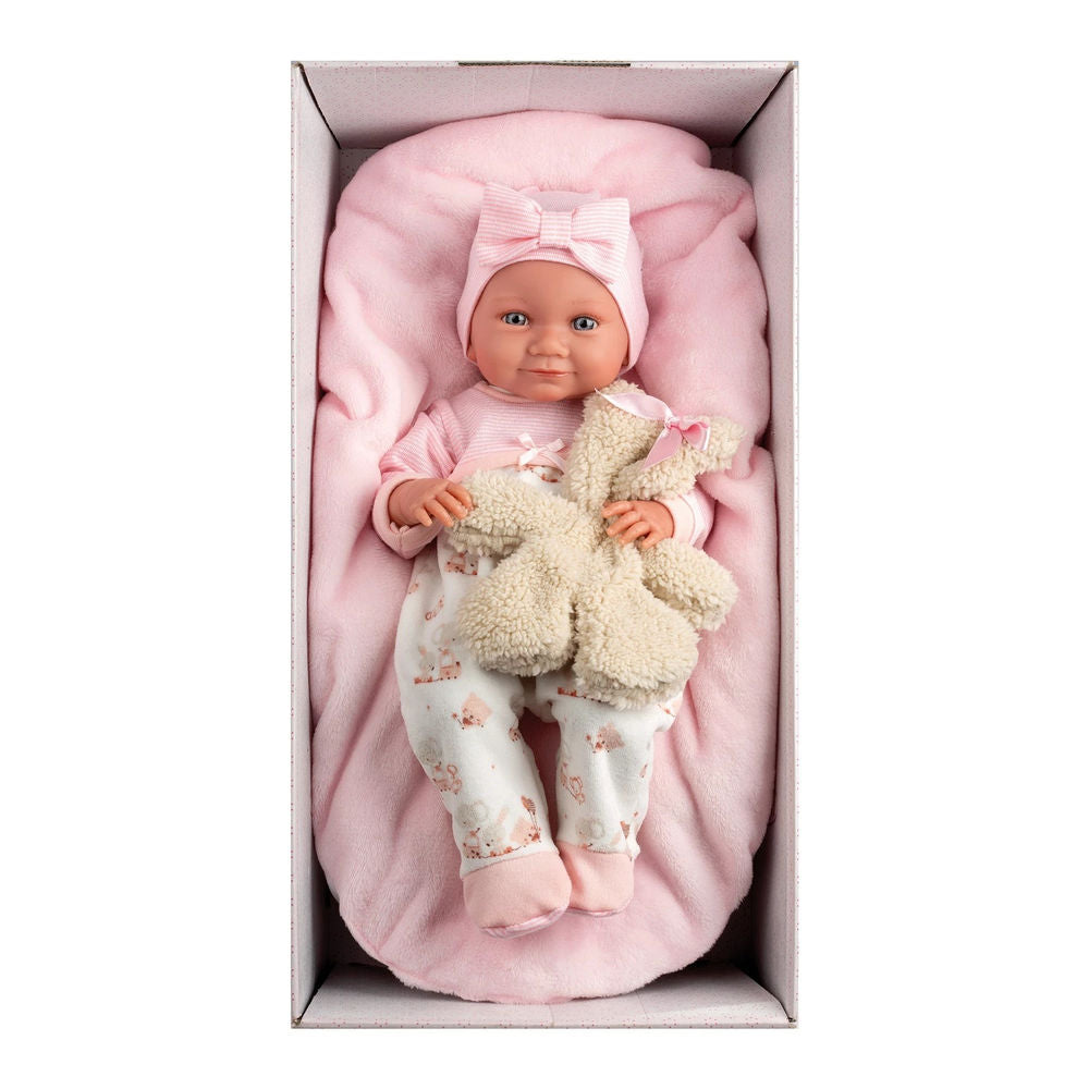 Babypuppe Nica mit Kissen rosa 40cm