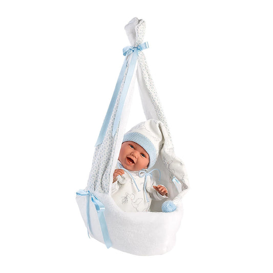 Llorens baby doll with hanging cradle blue 42cm