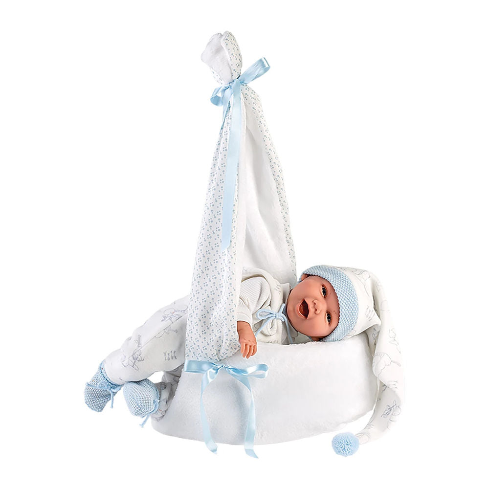 Llorens baby doll with hanging cradle blue 42cm