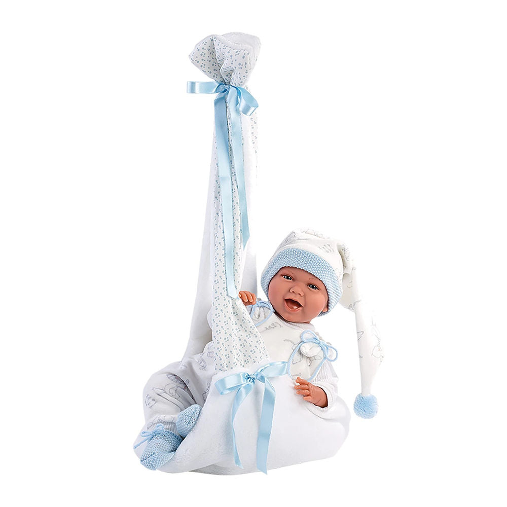 Llorens baby doll with hanging cradle blue 42cm