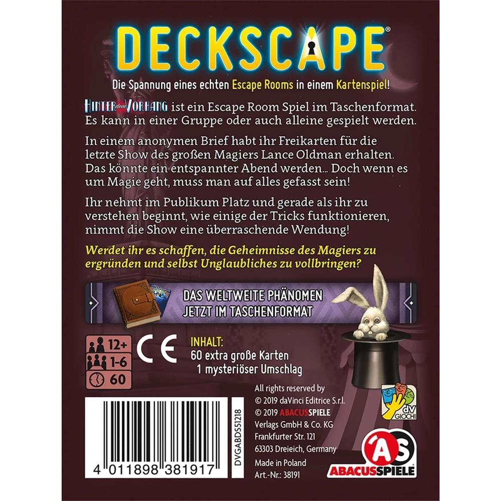 Abacus Games Deckscape - Derrière le rideau