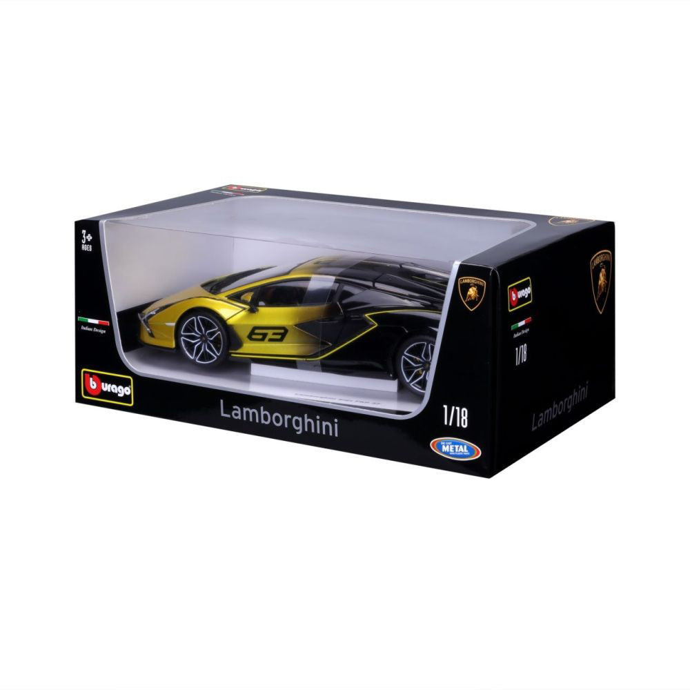 Bburago Lamborghini Sian FKP 37, gelb/schwarz, 1:18