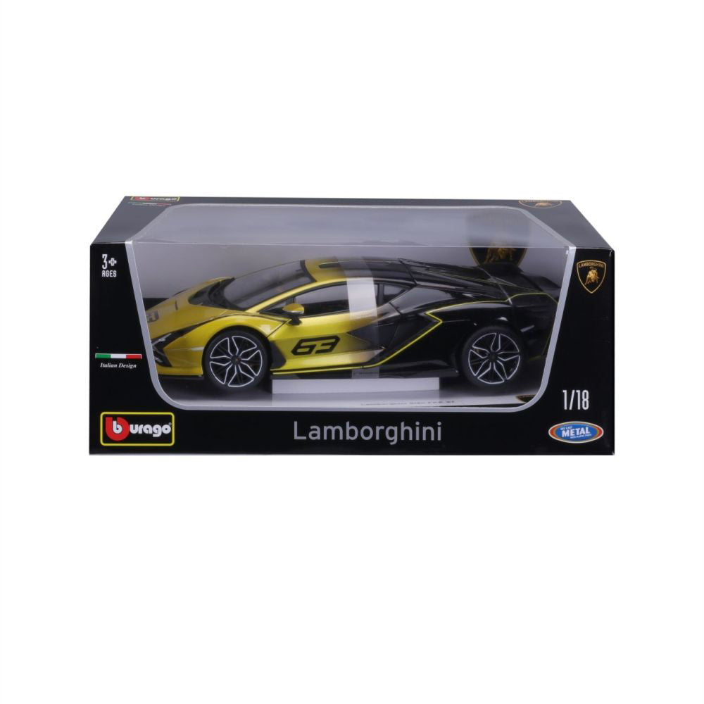 Bburago Lamborghini Sian FKP 37, gelb/schwarz, 1:18