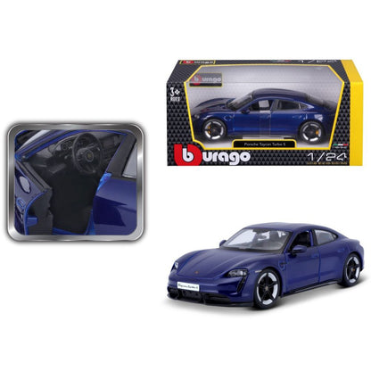 Bburago Porsche Taycan Turbo S blue 1/24
