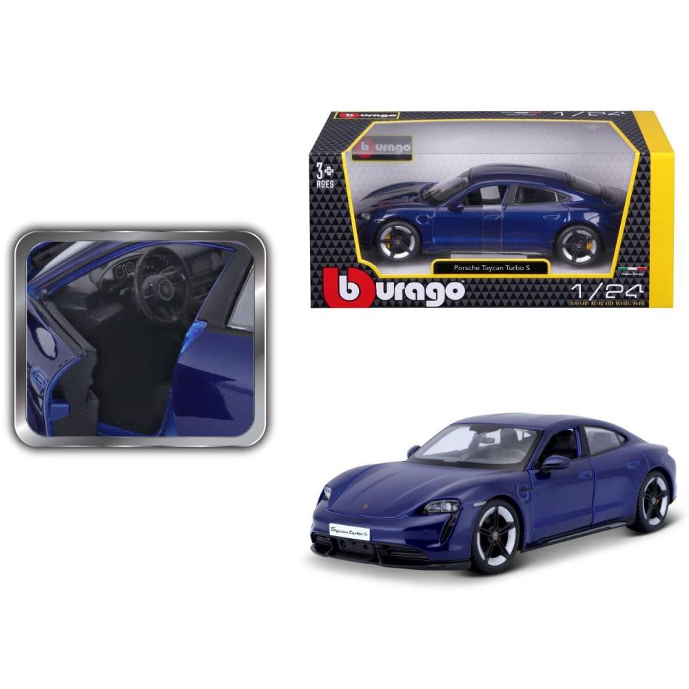 Bburago Porsche Taycan Turbo S blau 1/24