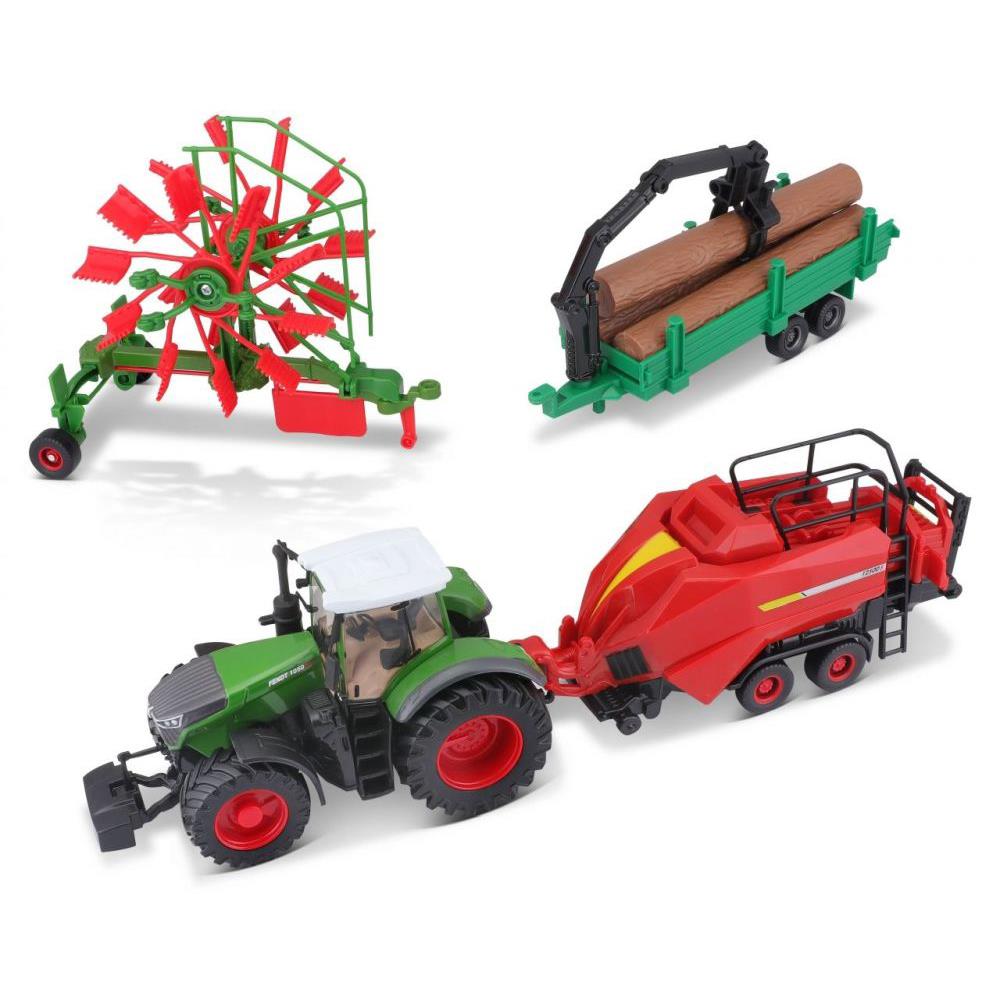Bburago Traktoren Set Fendt mit 3 Anhänger