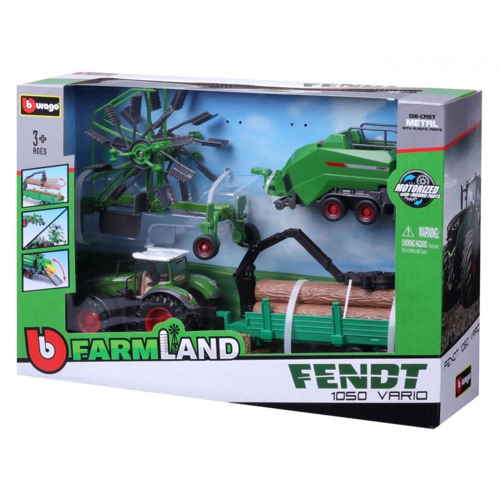Bburago Traktoren Set Fendt mit 3 Anhänger