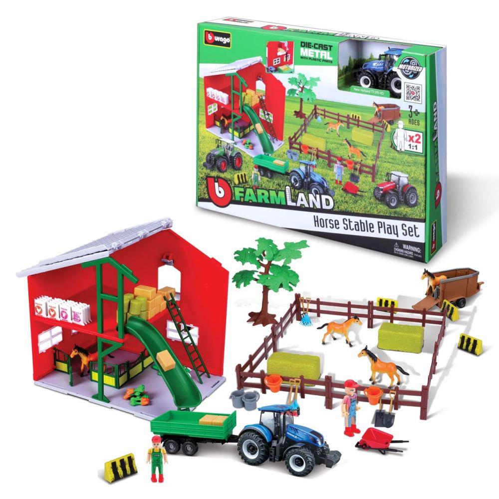 Bburago Parkgarage Pferdestall mit Traktor