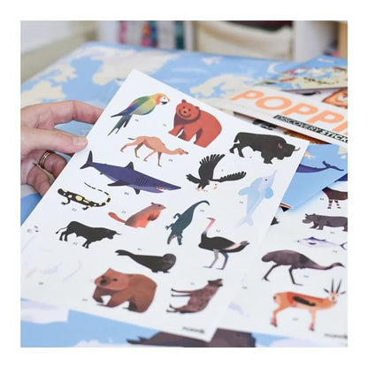 Poppik Sticker Learning Poster Animals of the World