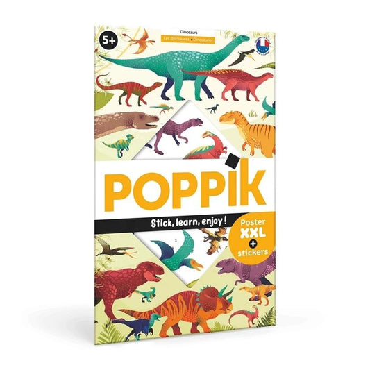 Autocollant Poppik poster d'apprentissage dinosaures