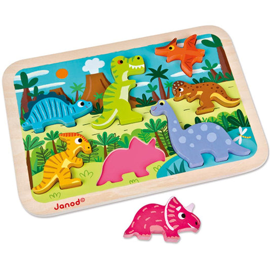 Janod Puzzle Dinosaures, 7 pièces