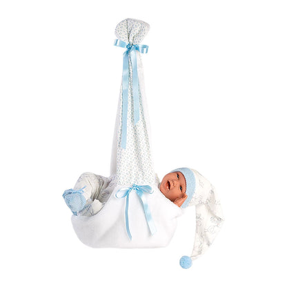 Llorens baby doll with hanging cradle blue 42cm